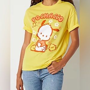 Juniors Pochacco Boyfriend Crew Neck Short Sleeve Hello Kitty Graphic T-Shirt